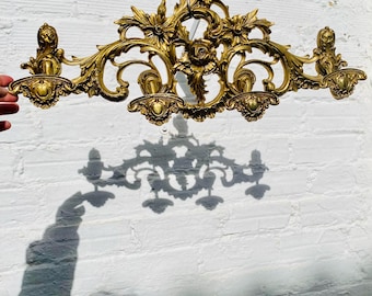 Antique Cast Brass Wall Coat Rack Ornate Rococo Baroque Perchero Spain France French