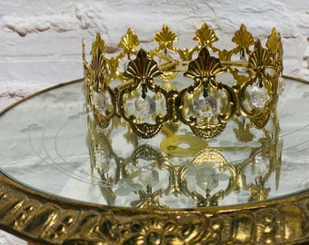 Antique Chandelier Crown w/ Holes to String Crystal Glass Prisms Garlands, Frame