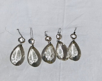 5 Antique Chandelier Prisms Crystals Tear Drop Shape, 3 inches, Clear