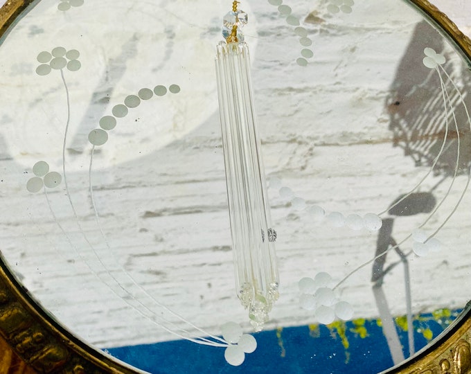 39 Antique Chandelier GLASS Beads, Prisms, Stringers, Crystals, Straight, 7.5 inches Long