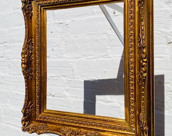 Antique Spanish Giltwood Picture Frame Gold Leaf Rococo Frame Ornate Wall Frame Baroque Style 16.5x14.5