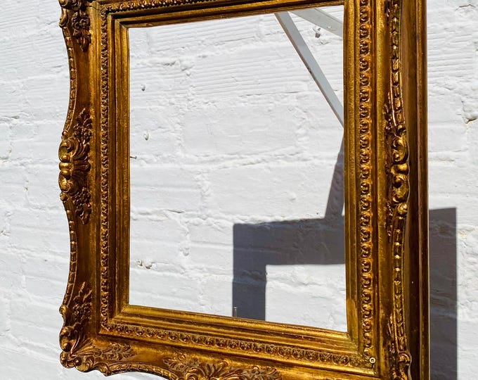 Antique Spanish Giltwood Picture Frame Gold Leaf Rococo Frame Ornate Wall Frame Baroque Style 16.5x14.5