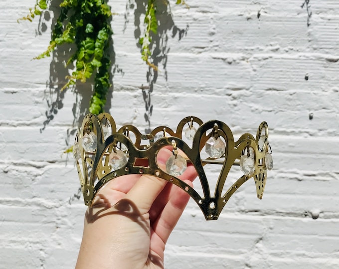 Antique Chandelier Crown w/ Holes to String Crystal Glass Prisms Garlands, Frame