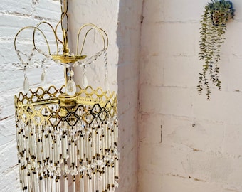 Antique Brass Crystal Chandelier: French Tiered Pendant Light