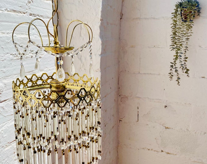 Antique Brass Crystal Chandelier: French Tiered Pendant Light