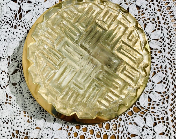 Antique Mid Century Bubble Glass Brass Flush Mount Light Sconce