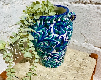 Vintage Fajalauza Vase: Authentic Spanish Talavera Pottery, Granada