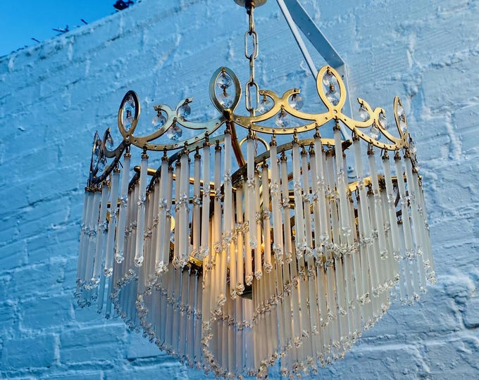 Antique French Murano Glass Prism Chandelier (24" L x 15.5")