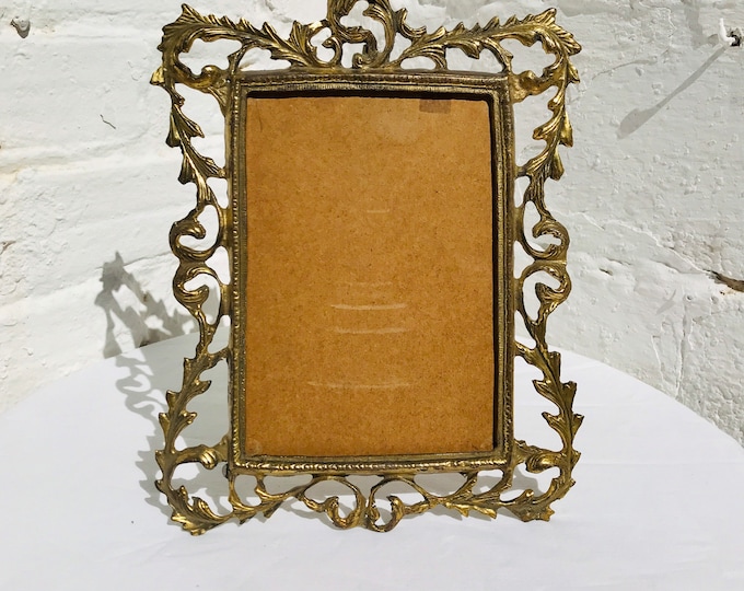 13" x 9.5" Antique Ornate Bronze Picture Photo Frame, French, Spanish, Scroll, Rococo