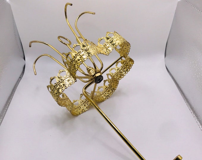 Antique Chandelier Crown w/ Holes to String Crystal Glass Prisms Garlands, Frame