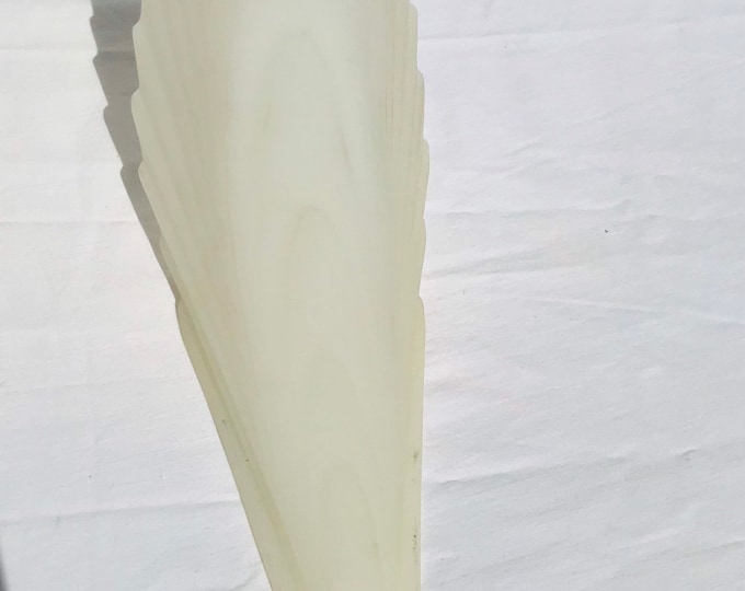 Antique Slip Shade Replacement, Frosted Glass Palm Frond, Art Deco, 30 cm