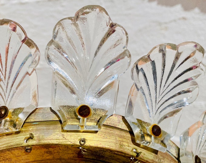 11 Glass Murano LEAF Leaves Feather Chandelier Parts Replacements 2.75"