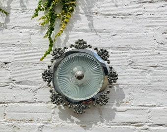 16 x 4" Antique Silver Tone Crystal Flush Mount Ceiling Wall Light Fixture