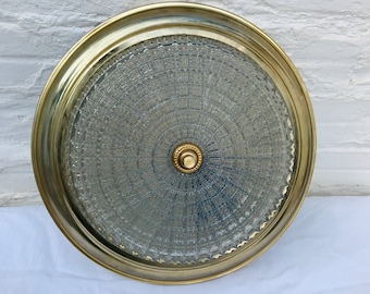 13" Antique Gold Brass Cut Crystal Crystal Flush Mount Ceiling Light Fixture