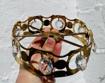 Antique Chandelier Crown w/ Holes to String Crystal Glass Prisms Garlands, Frame