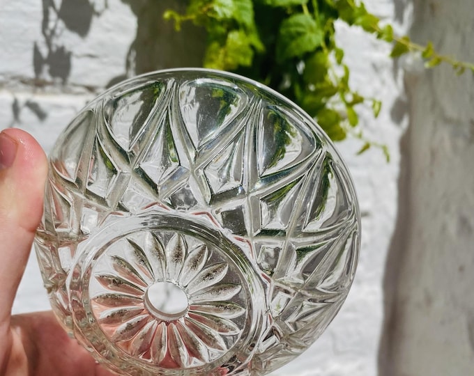 Antique Etched Crystal Chandelier Bobeche: Lighting Replacement Part