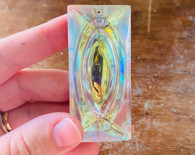 Vintage Iridescent Glass Chandelier Beads Prism Drops Decorative Lighting Parts - Lot of 18