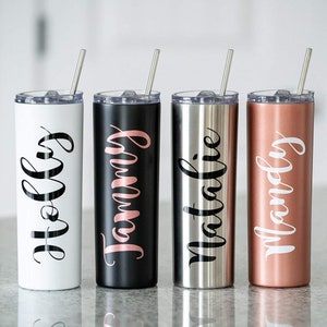 Personalisierter Skinny Tumbler| Brautjungfern Geschenk| Brautparty Geschenk| Lehrer Geschenk| Brautjungfern Vorschlag Edelstahl| Mädchen Wochenende
