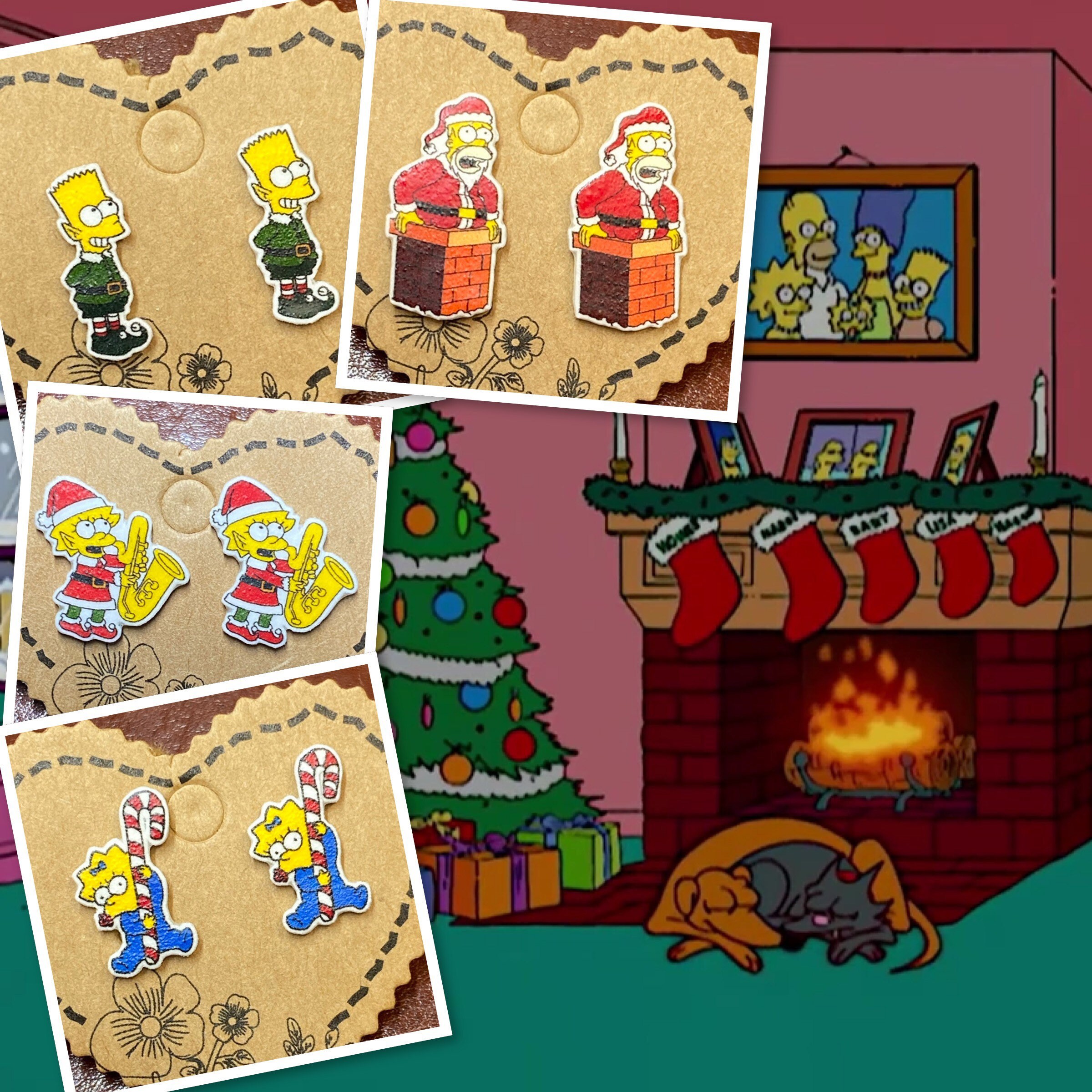 Simpsons Christmas Earrings Stud Earrings - Etsy