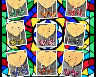 Stained glass inspired Mickey Mouse earrings made of plastic, super lightweight