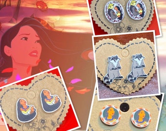 Pocahontas Inspired Stud Earrings - John Smith, Meeko