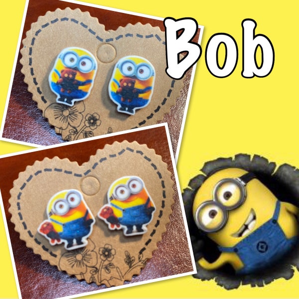 Bob the Minion Inspired Stud Earrings