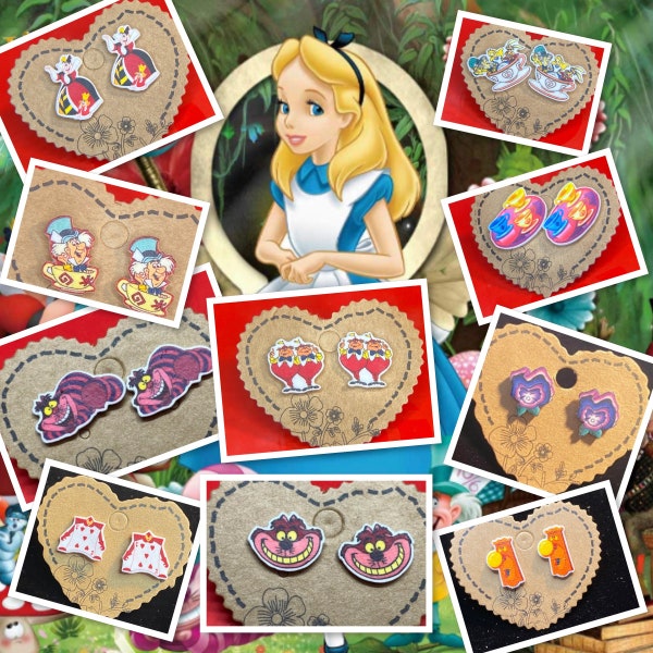 Choose a pair: Disney Alice in Wonderland -  and friends inspired stud earrings