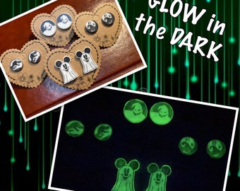 Glow in the Dark stud earrings inspired by Mickey Mouse, Oogie Boogie, Nightmare Before Christmas and Jurassic Park / Jurassic World