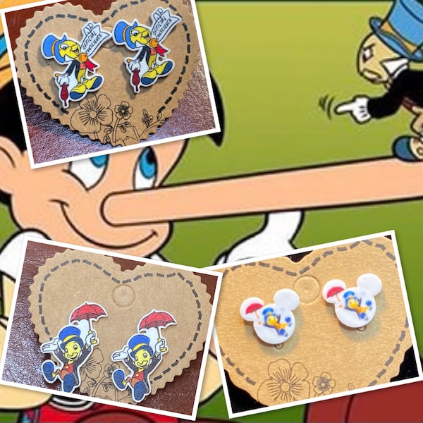 Mickey Mouse Ears - Jiminy Cricket - Pinocchio inspired stud earrings