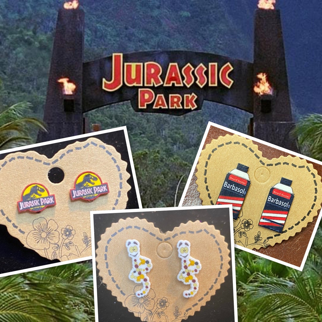 Jurassic Park Inspired Stud Earrings Barbasol Shaving Creme, DNA Strand