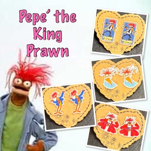 Pepe the King Prawn Muppets inspired stud earrings