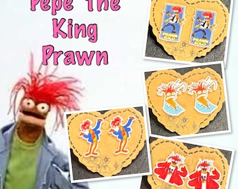 Pepe the King Prawn Muppets inspired stud earrings