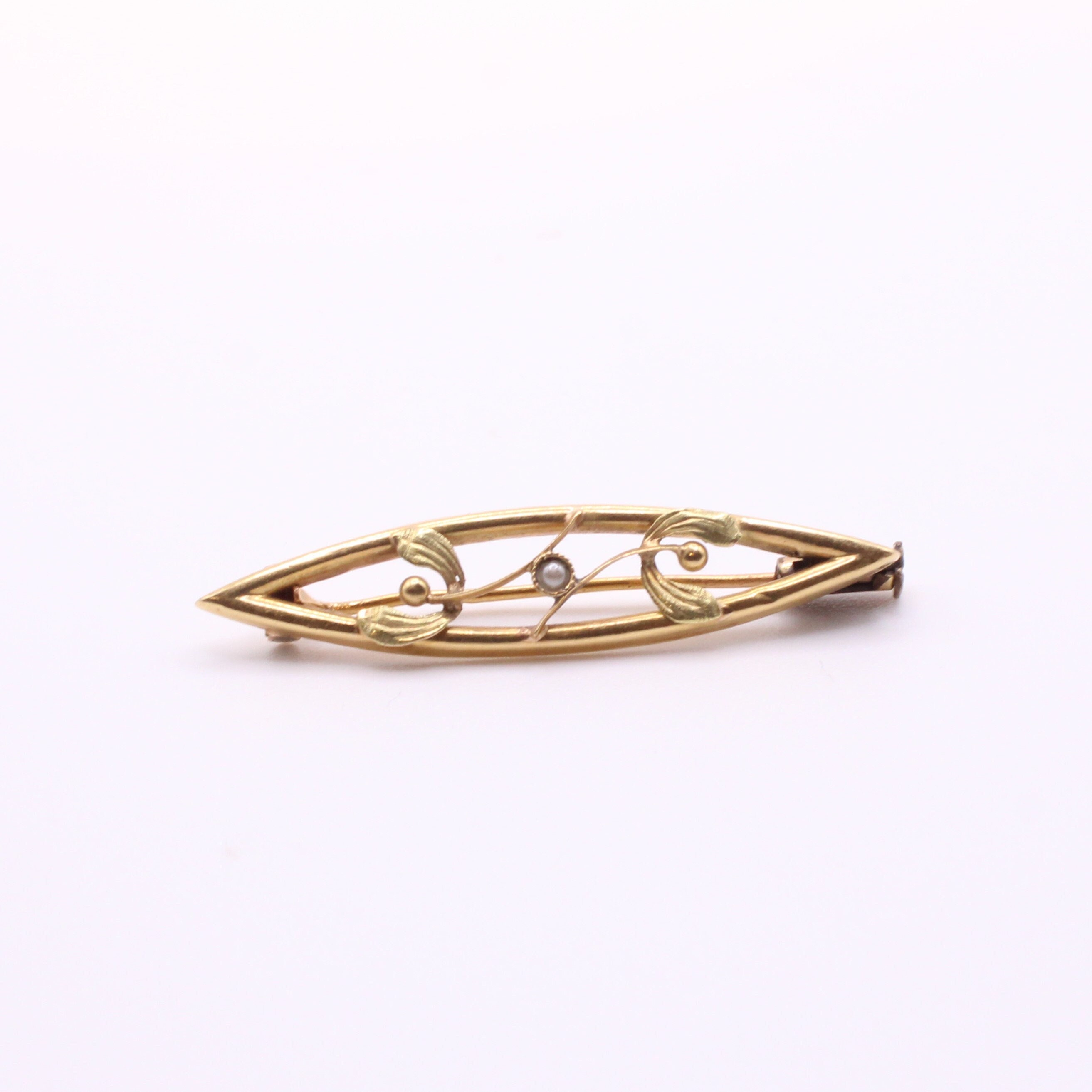 Grande Broche Ancienne Noeud, Plaqué Or Rose Napoléon III, Occasion