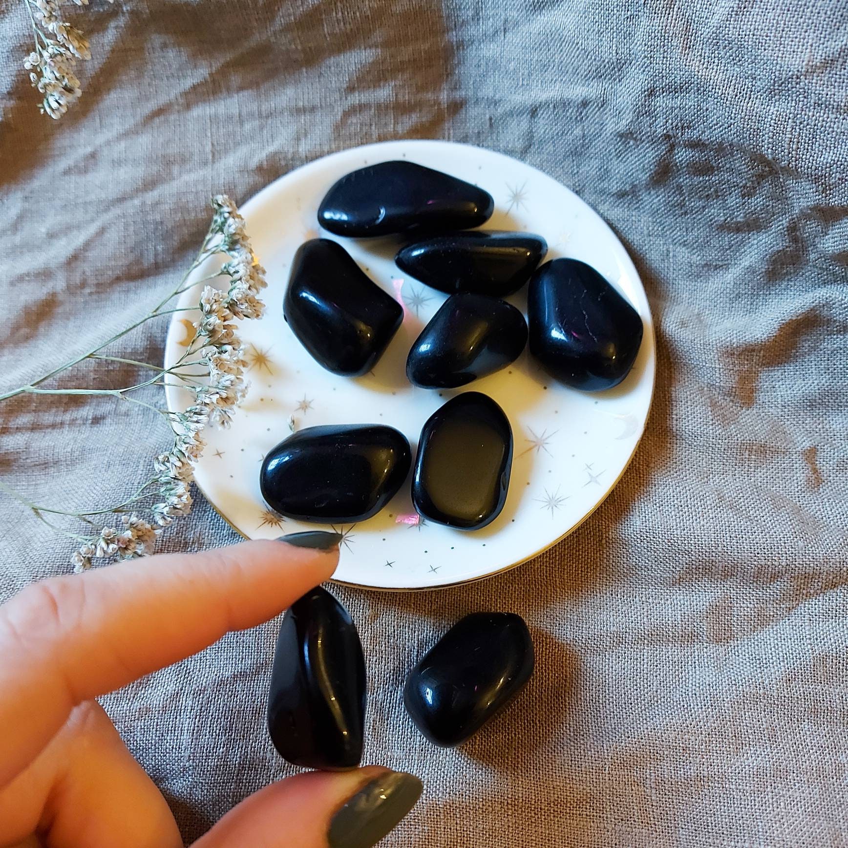 Obsidienne Roulée Lithothérapie Cristaux Ancrage Protection Énergétique Méditation Divination