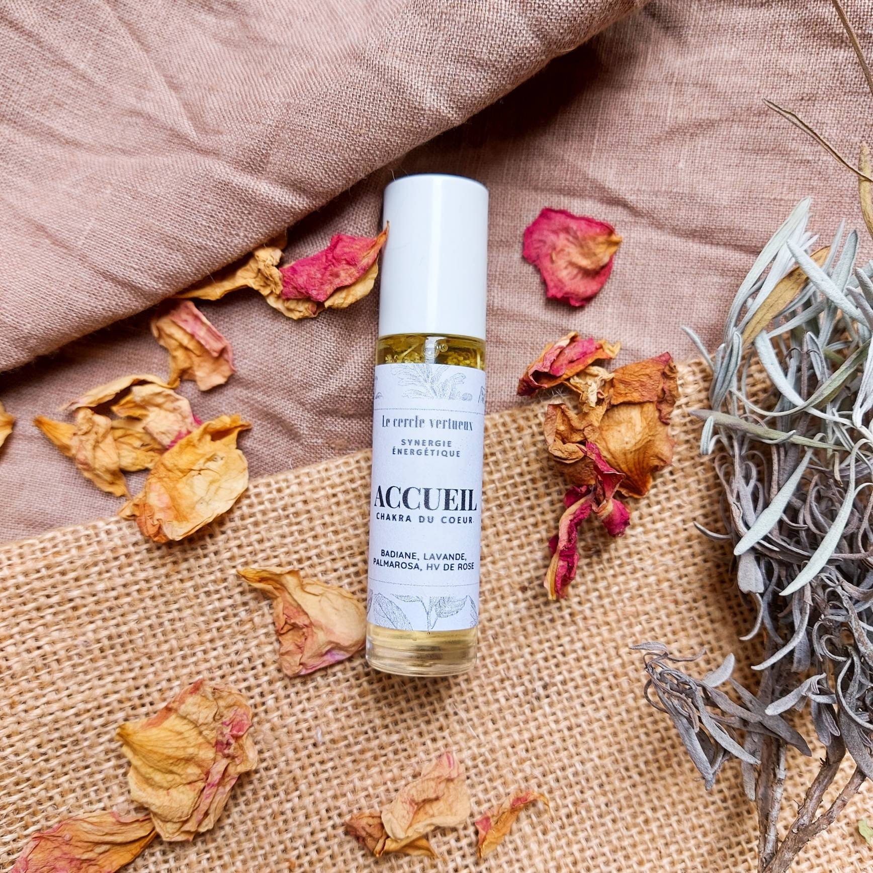 Roll-On Énergétique Accueillir | Chakra Du Cœur Huiles Essentielles Bio Amour de Soi Méditation