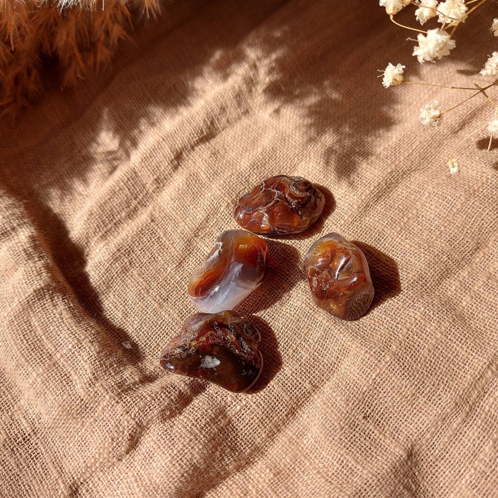 Agate Feu Lithothérapie Pierre Roulée Inspiration Sacré Ancrage Énergie Vitale