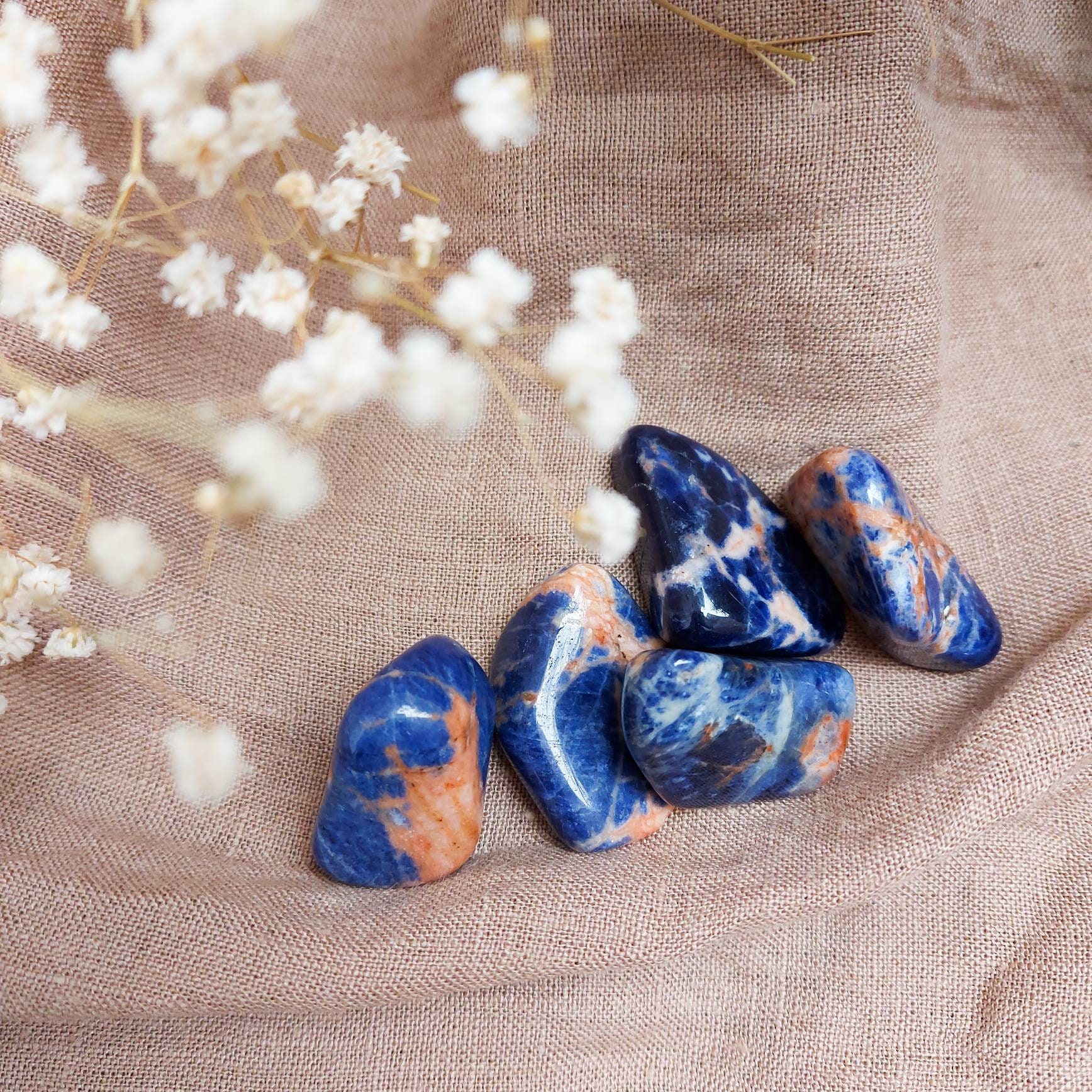 Sodalite Lithothérapie Pierres Roulée Intuition Perceptions Méditation Qualité Aa