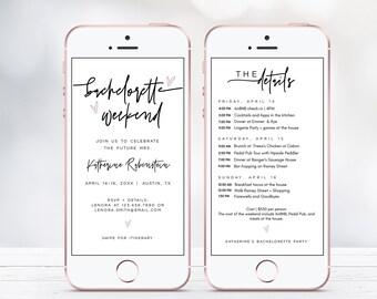 Bachelorette party itinerary template, electronic bachelorette invitation, text bachelorette weekend invitation, bachelorette party | BR21