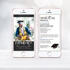 Photo graduation party invitation, Digital graduation invitation, graduation invitation template, high school graduation invitation | BR57