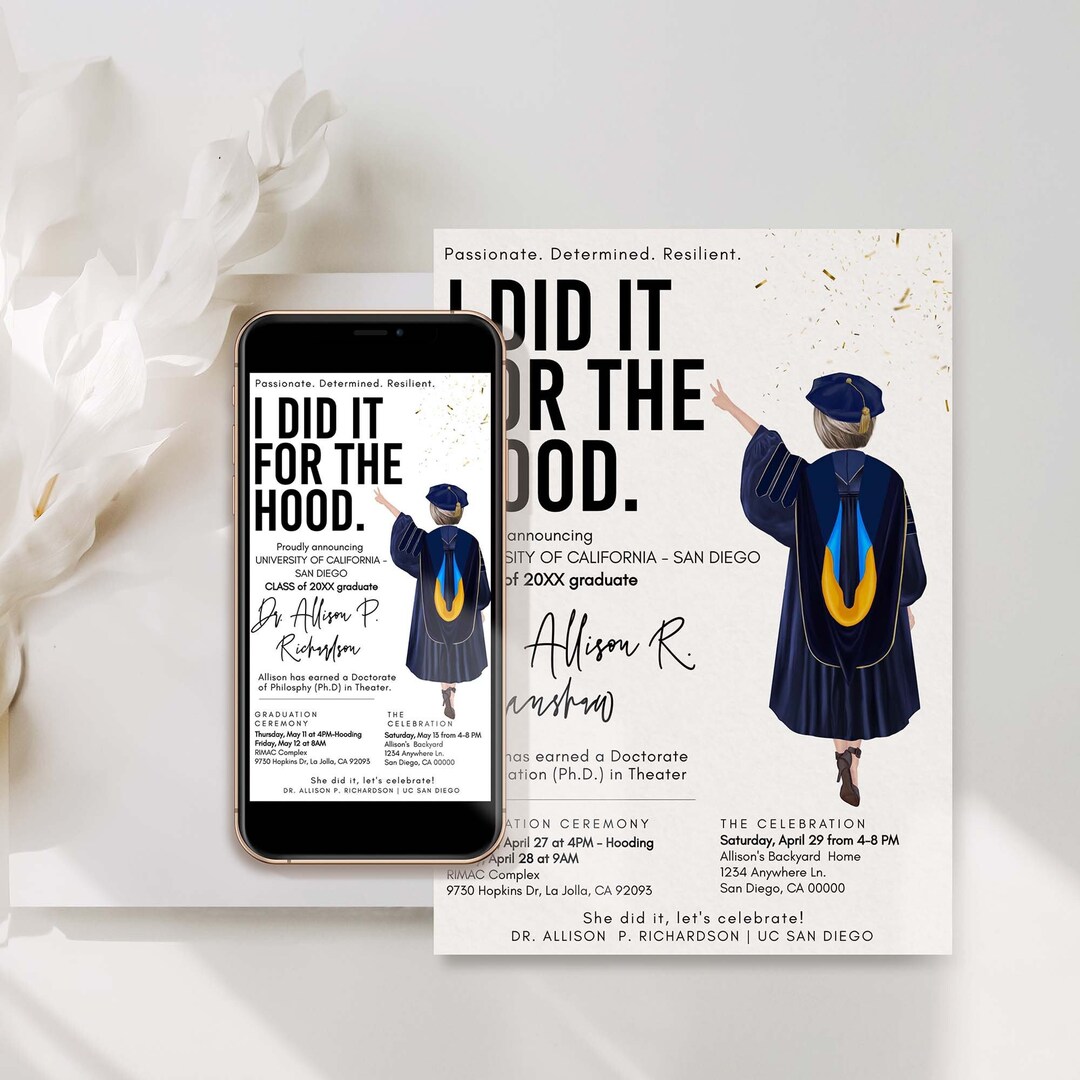 Phd Doctorate Graduation Invitation Doctorate Graduation Etsy