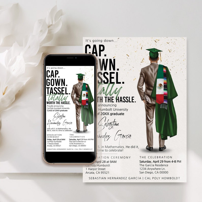 Mens Graduation Invitation, Graduation Card for Guys, College Graduation Card, Graduation