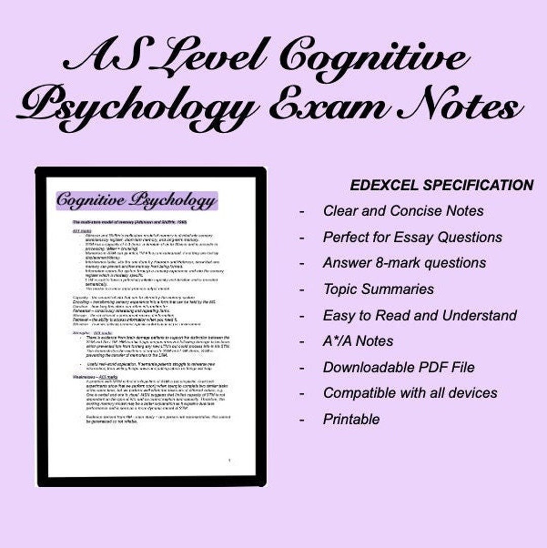 A Level Cognitive Psychology Edexcel Exam Notes - Main Image
