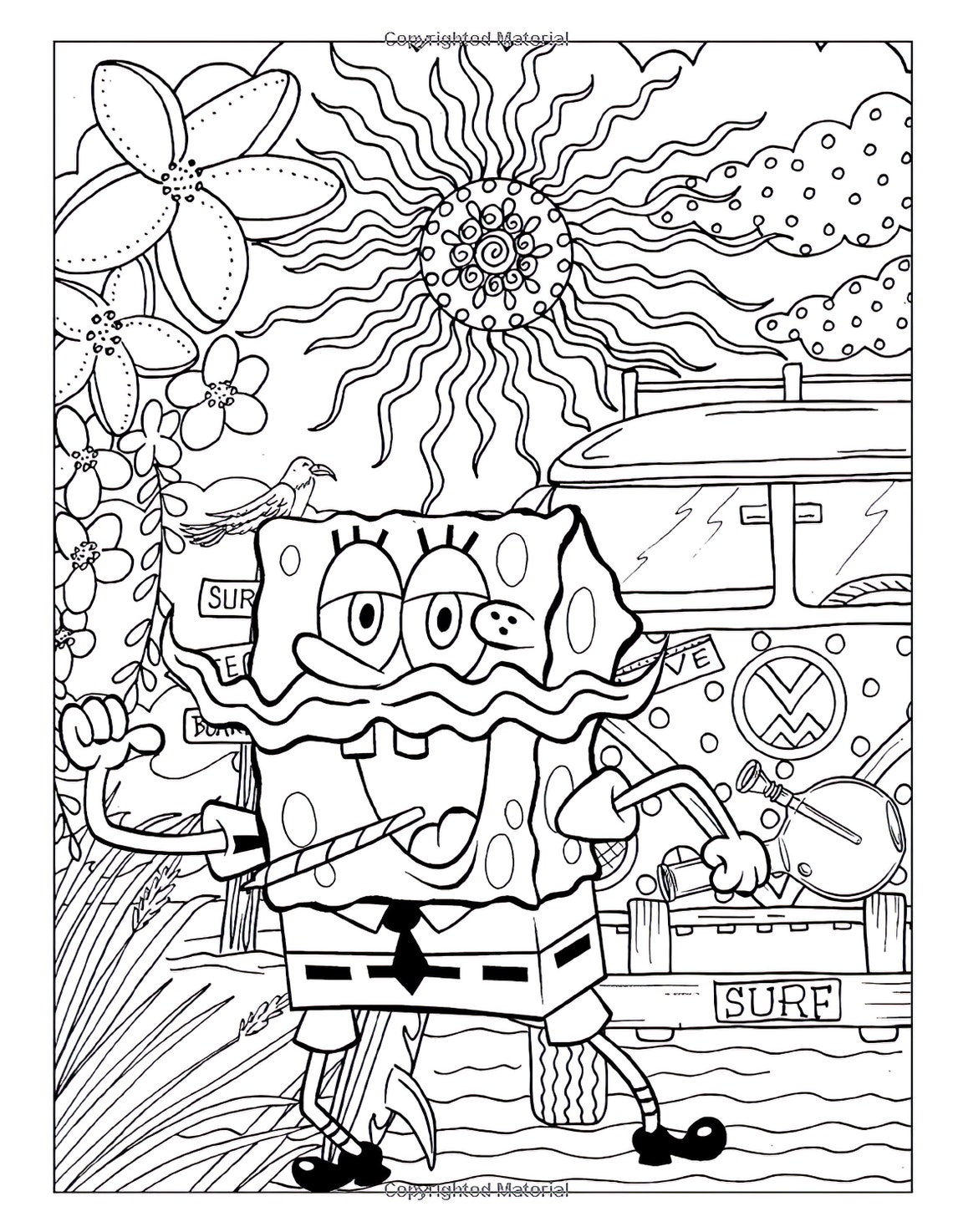 Spongebob Stoner Coloring Book: Adult Psychedelic Trippy - Etsy UK