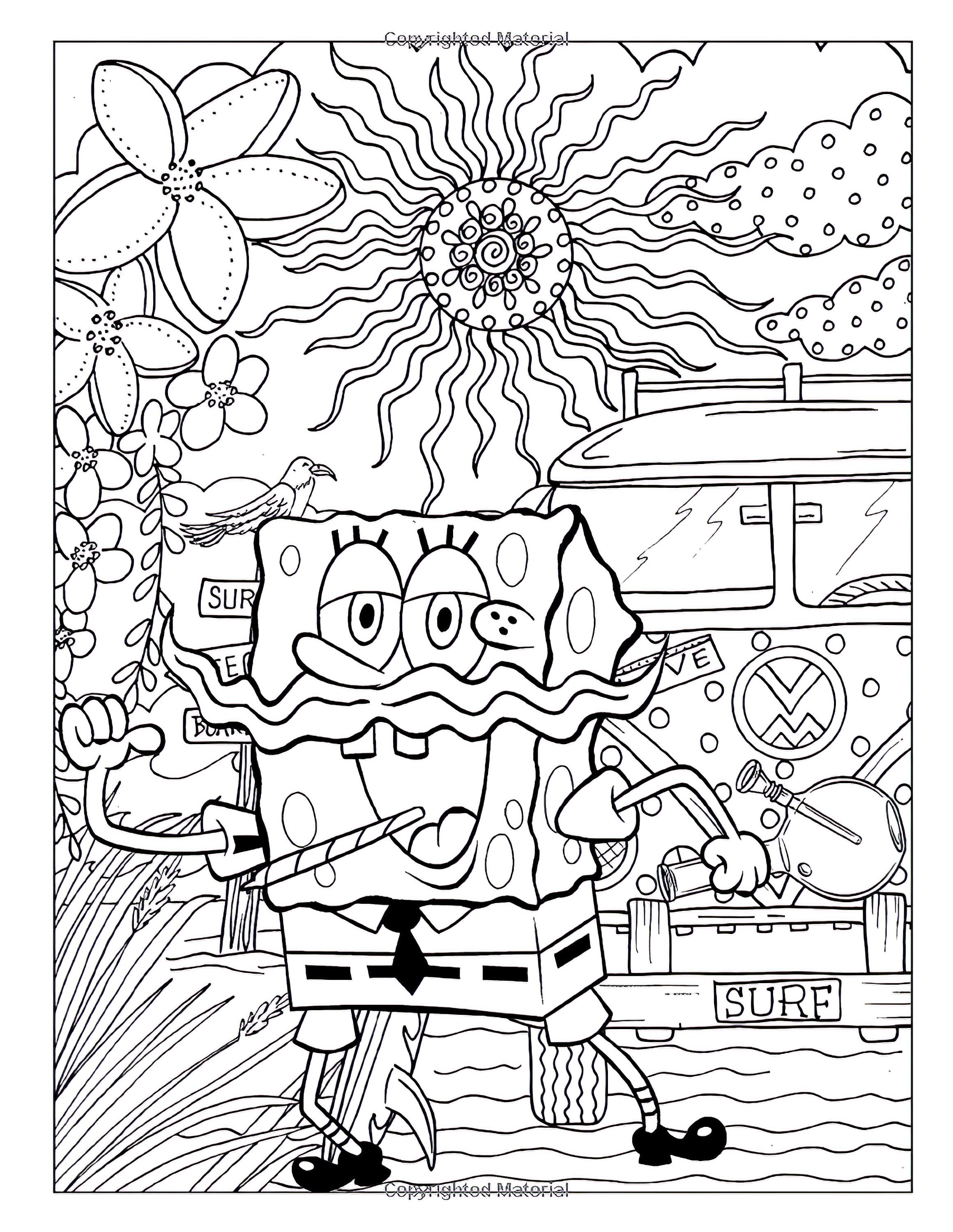 spongebob squarepants coloring pages in grayscale