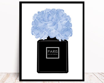 Parijs Parfum Mode Wall Art | Mode Grote Zwarte Parfum Illustratie | Mode Parijs Art | Slaapkamer Decor | Kleedkamer Decor