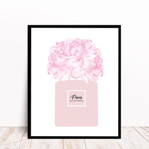 Fashion Large Blush Perfume Illustration | Paris Pink Perfume Fashion Wall Art |  Fashion Paris Art | Bedroom Decor | Dressing Room Decor