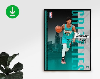 Ja Morant / 12 / Memphis Grizzlies / Sport / Geschenk / Druck / Wandkunst / Basketball / NBA / Poster / SOFORTIGER DOWNLOAD