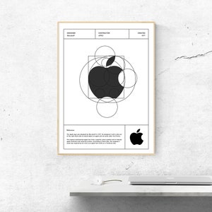 Apple Logo Poster 1977 / White / Black / Minimalist Poster / Print / Wall Art / Graphic Design / Gift for Boyfriend / INSTANT DOWNLOAD image 2