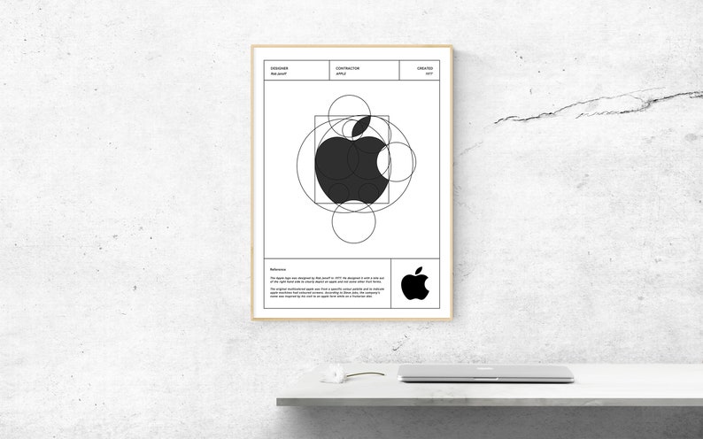 Apple Logo Poster 1977 / White / Black / Minimalist Poster / Print / Wall Art / Graphic Design / Gift for Boyfriend / INSTANT DOWNLOAD image 2