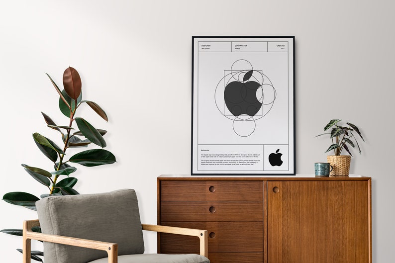 Apple Logo Poster 1977 / White / Black / Minimalist Poster / Print / Wall Art / Graphic Design / Gift for Boyfriend / INSTANT DOWNLOAD image 3